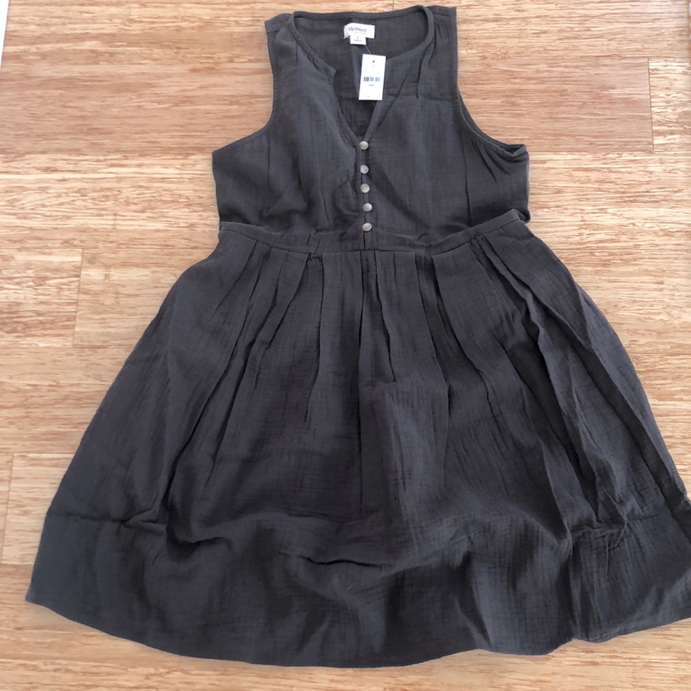 Upwest costal cotton tank dress grey small